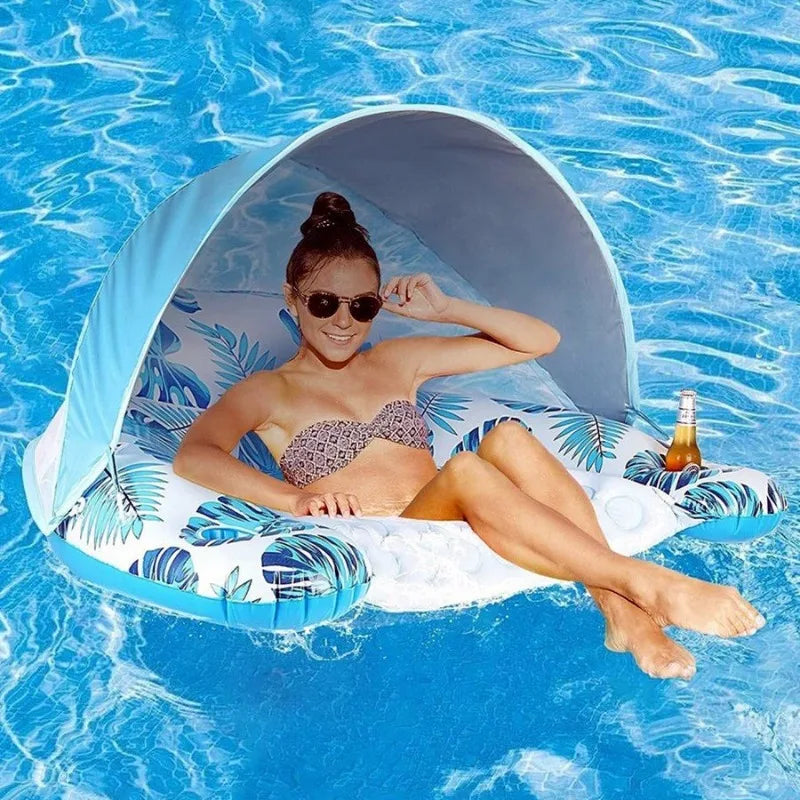 Matelas gonflable piscine en U avec porte-gobelet – Flotteur PVC confort premium