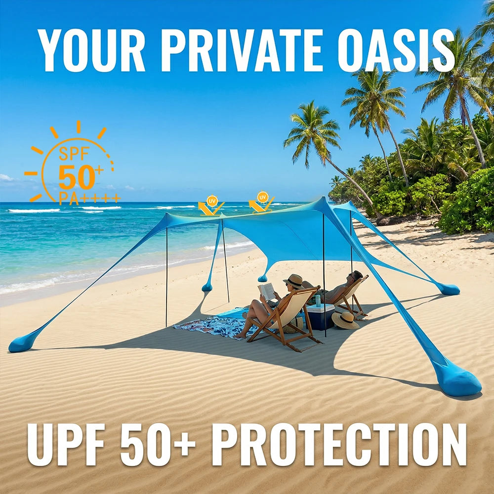 Tente de plage pop-up anti-UV – Abri soleil camping et piscine