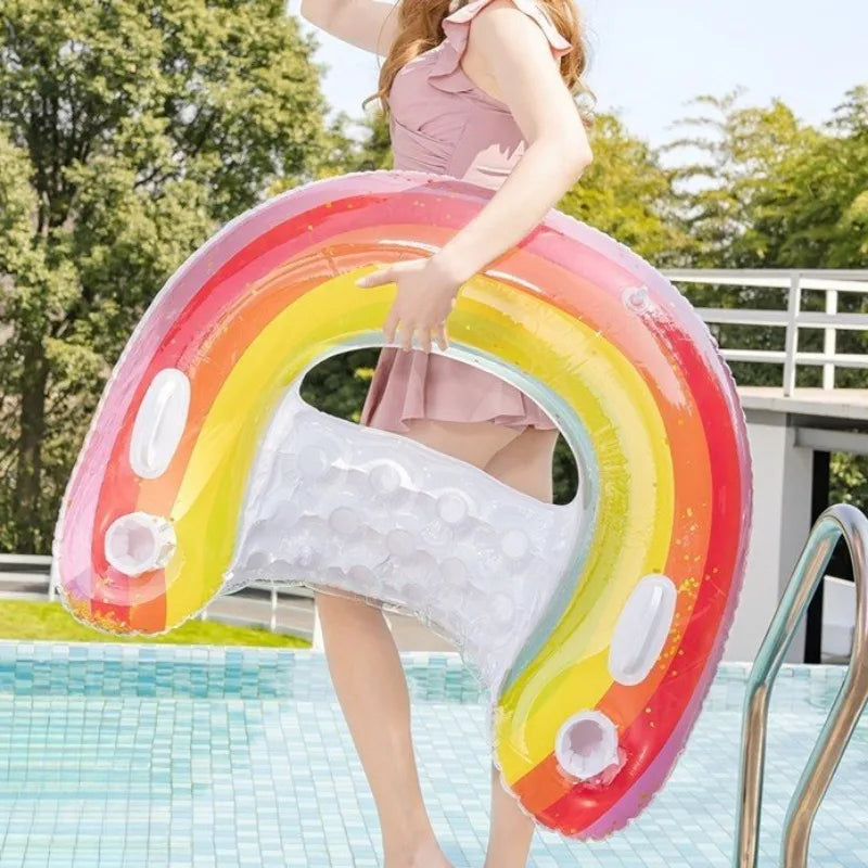 Matelas gonflable piscine en U avec porte-gobelet – Flotteur PVC confort premium