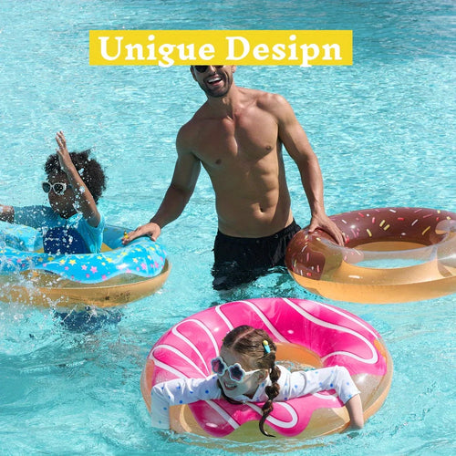 Bouée Donut Gonflable avec paillettes – Flotteur piscine fun (lot de 3)