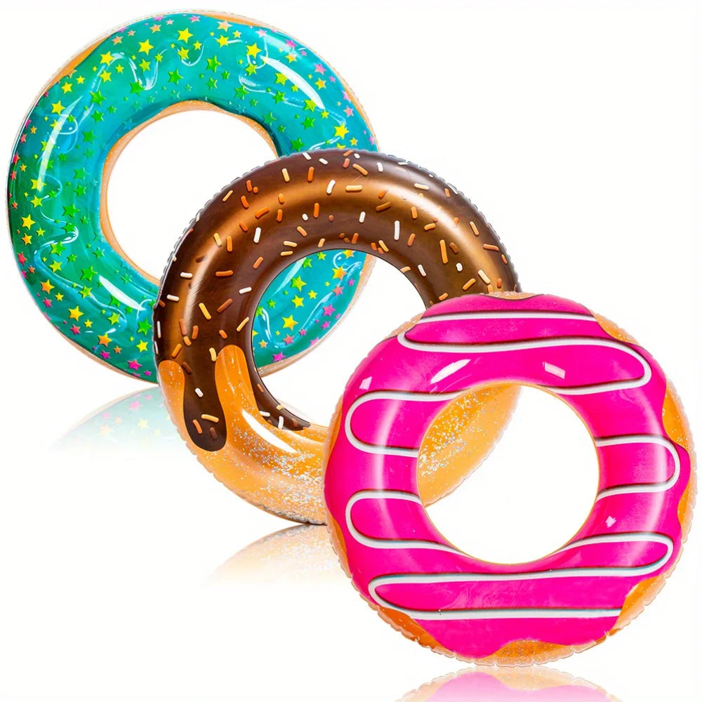 Bouée Donut Gonflable avec paillettes – Flotteur piscine fun (lot de 3)