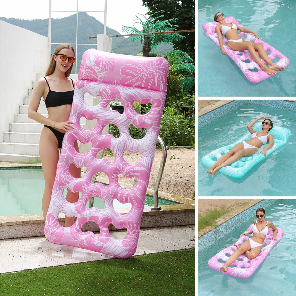 Matelas gonflable piscine 180x80cm avec appuie-tête – Flotteur PVC longue durée