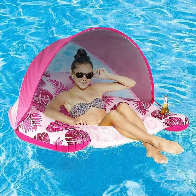 Matelas gonflable piscine en U avec porte-gobelet – Flotteur PVC confort premium