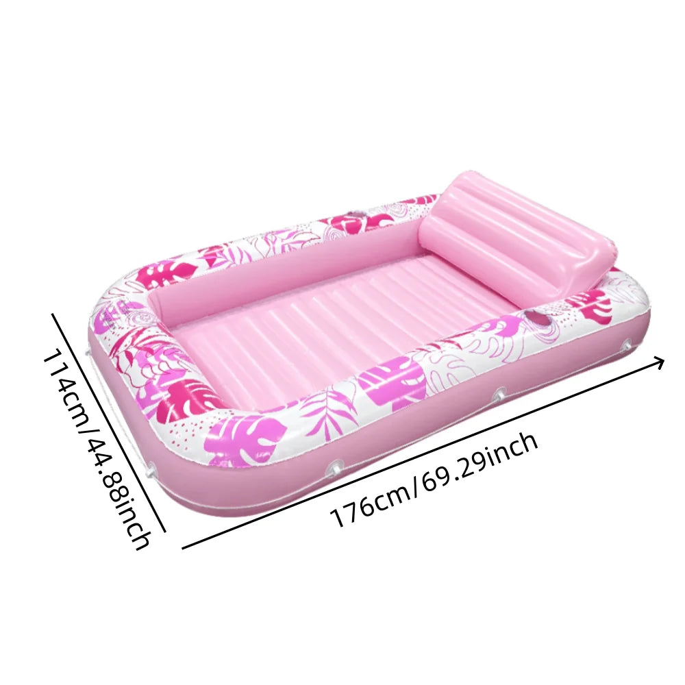 Matelas flottant gonflable tropical avec appuie-tête – Flotteur piscine adulte