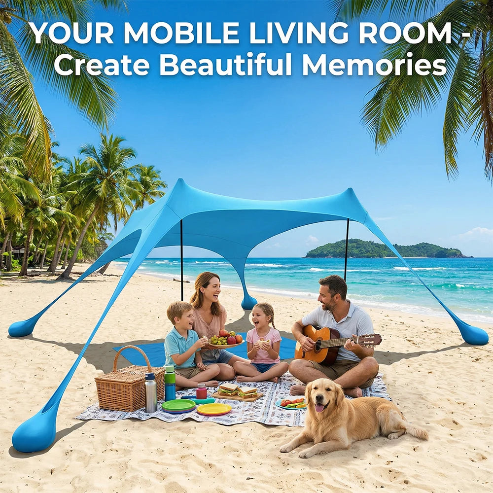 Tente de plage pop-up anti-UV – Abri soleil camping et piscine