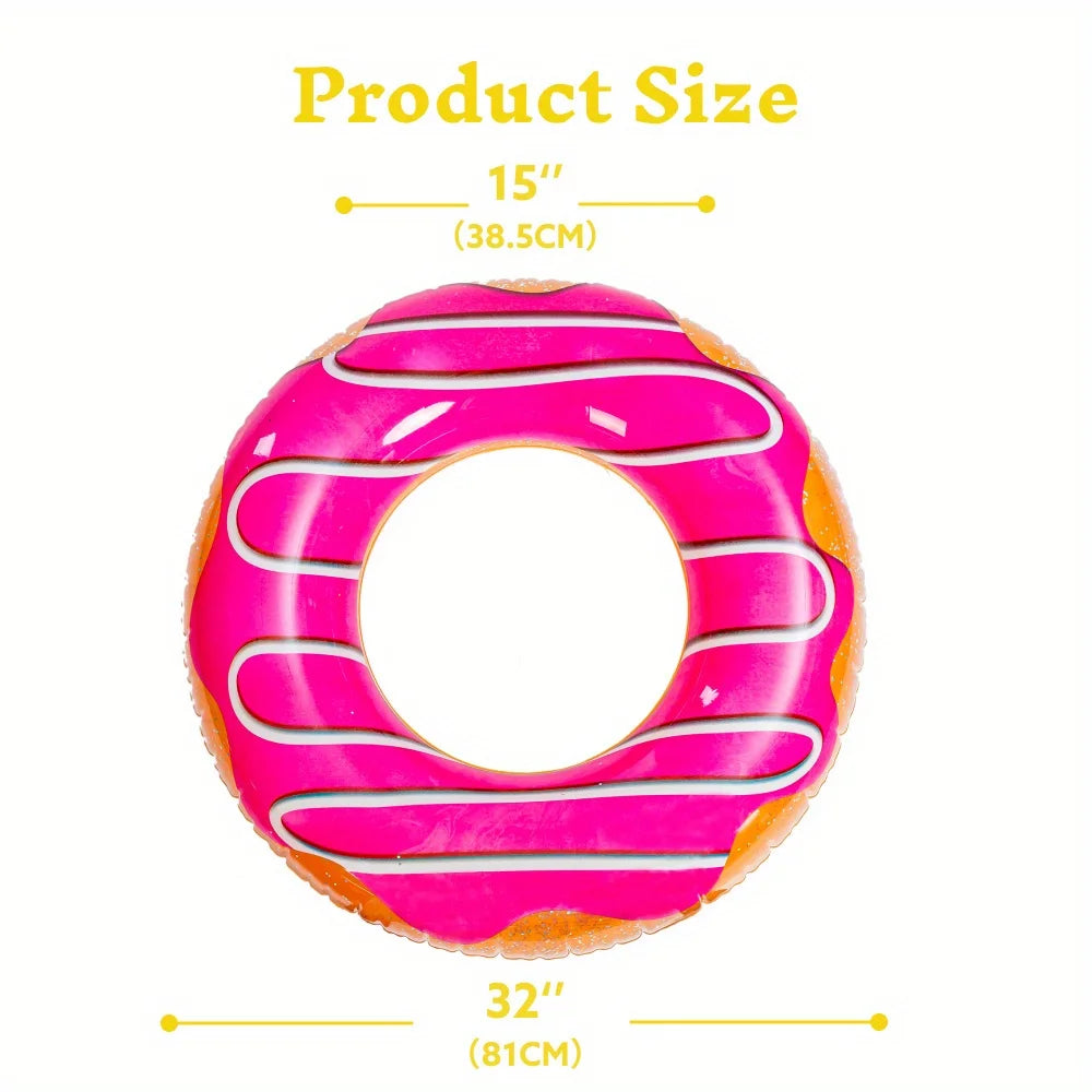 Bouée Donut Gonflable avec paillettes – Flotteur piscine fun (lot de 3)