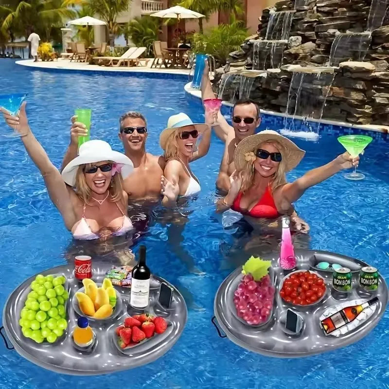 Porte-gobelet flottant gonflable – Plateau boissons piscine fête