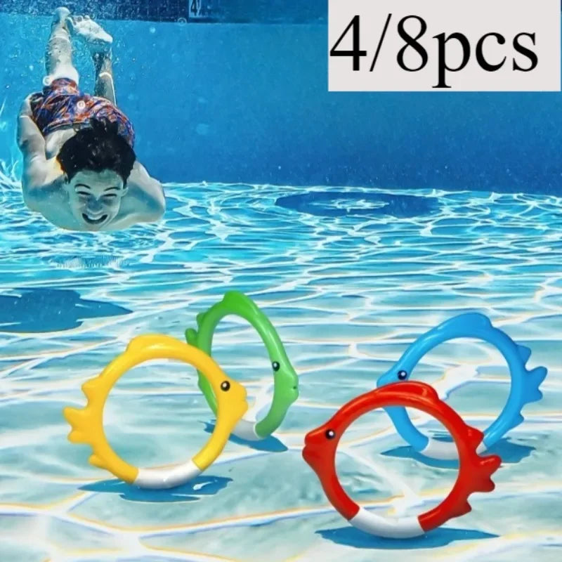 Anneaux de plongée piscine – Jeu aquatique enfants et adultes (lot de 4/8)