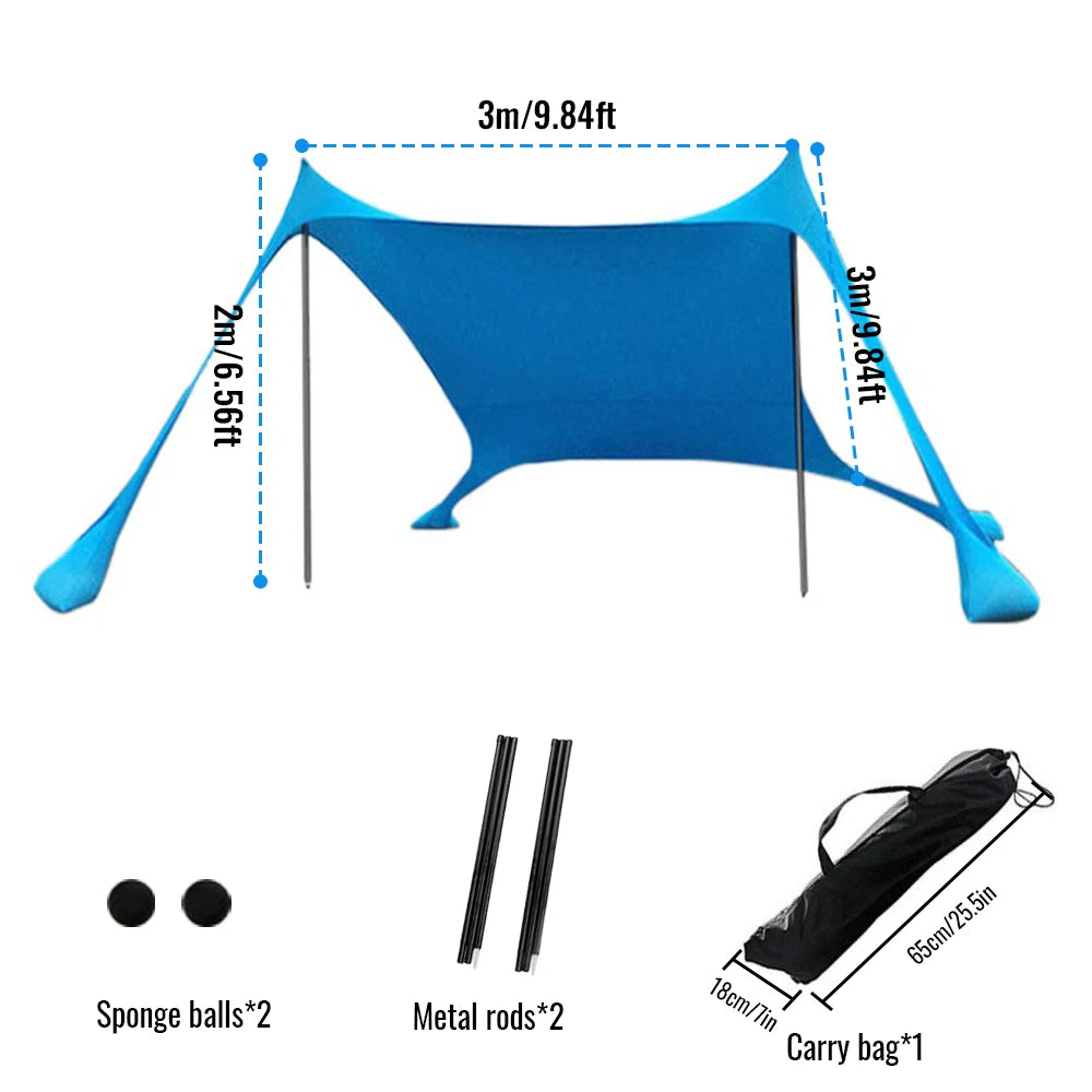 Tente de plage pop-up anti-UV – Abri soleil camping et piscine