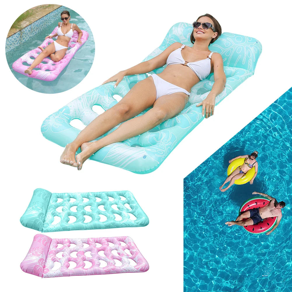 Matelas gonflable piscine 180x80cm avec appuie-tête – Flotteur PVC longue durée