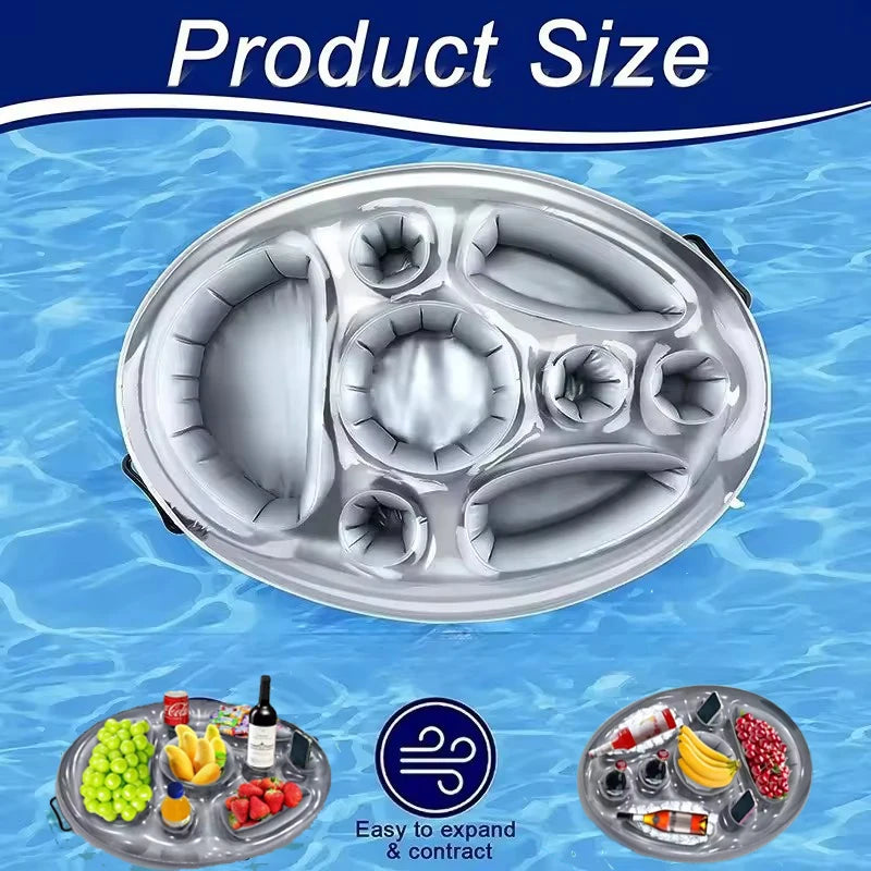 Porte-gobelet flottant gonflable – Plateau boissons piscine fête