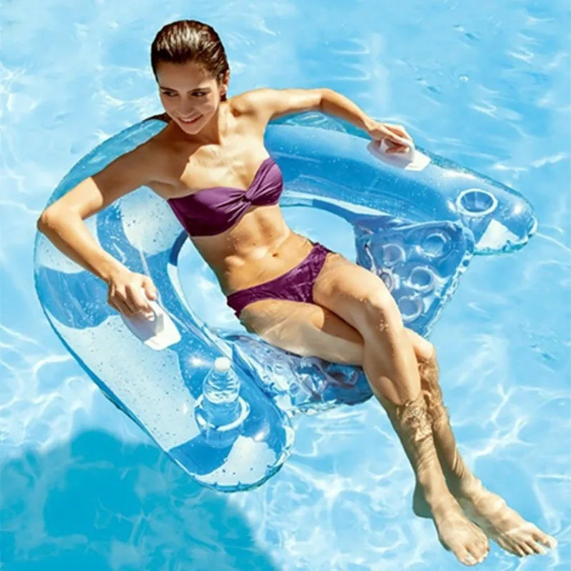 Matelas gonflable piscine en U avec porte-gobelet – Flotteur PVC confort premium