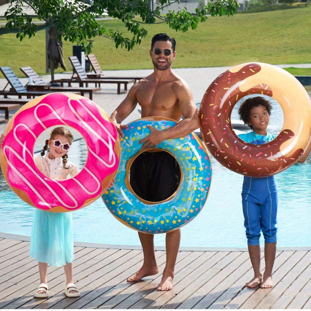 Bouée Donut Gonflable avec paillettes – Flotteur piscine fun (lot de 3)