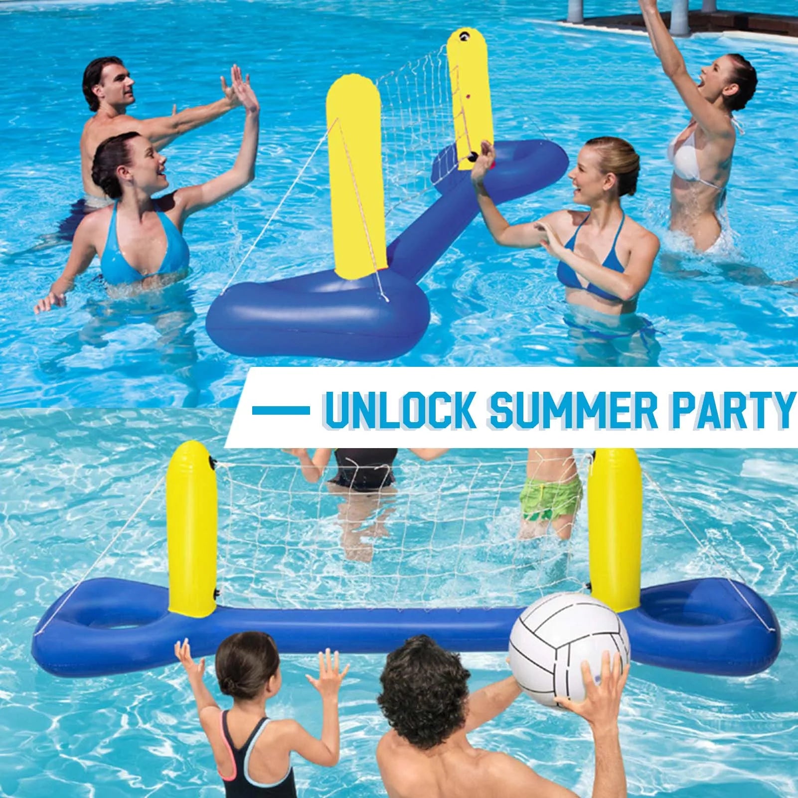 Filet de volley / basket gonflable pour piscine – Jeu aquatique famille