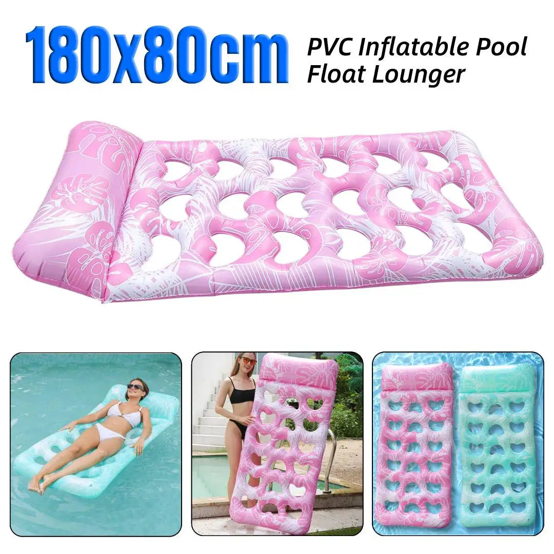 Matelas gonflable piscine 180x80cm avec appuie-tête – Flotteur PVC longue durée