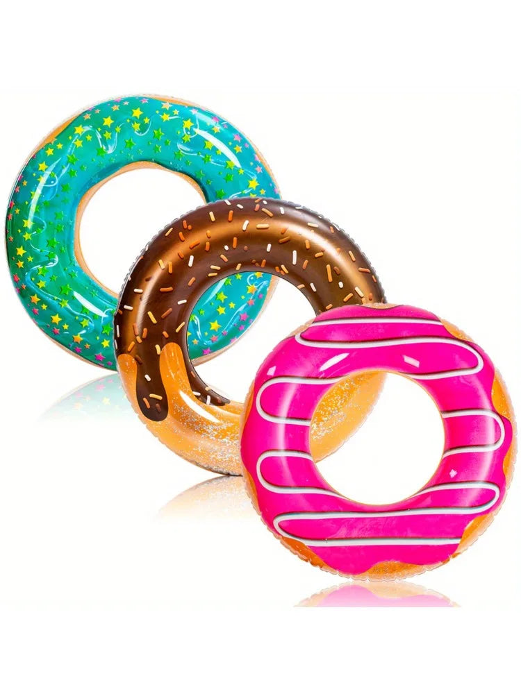 Bouée Donut Gonflable avec paillettes – Flotteur piscine fun (lot de 3)
